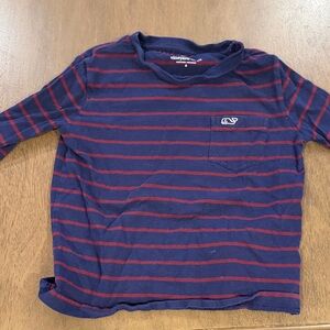 Vineyard Vines Kids Long Sleeve Navy and Red Striped Tee